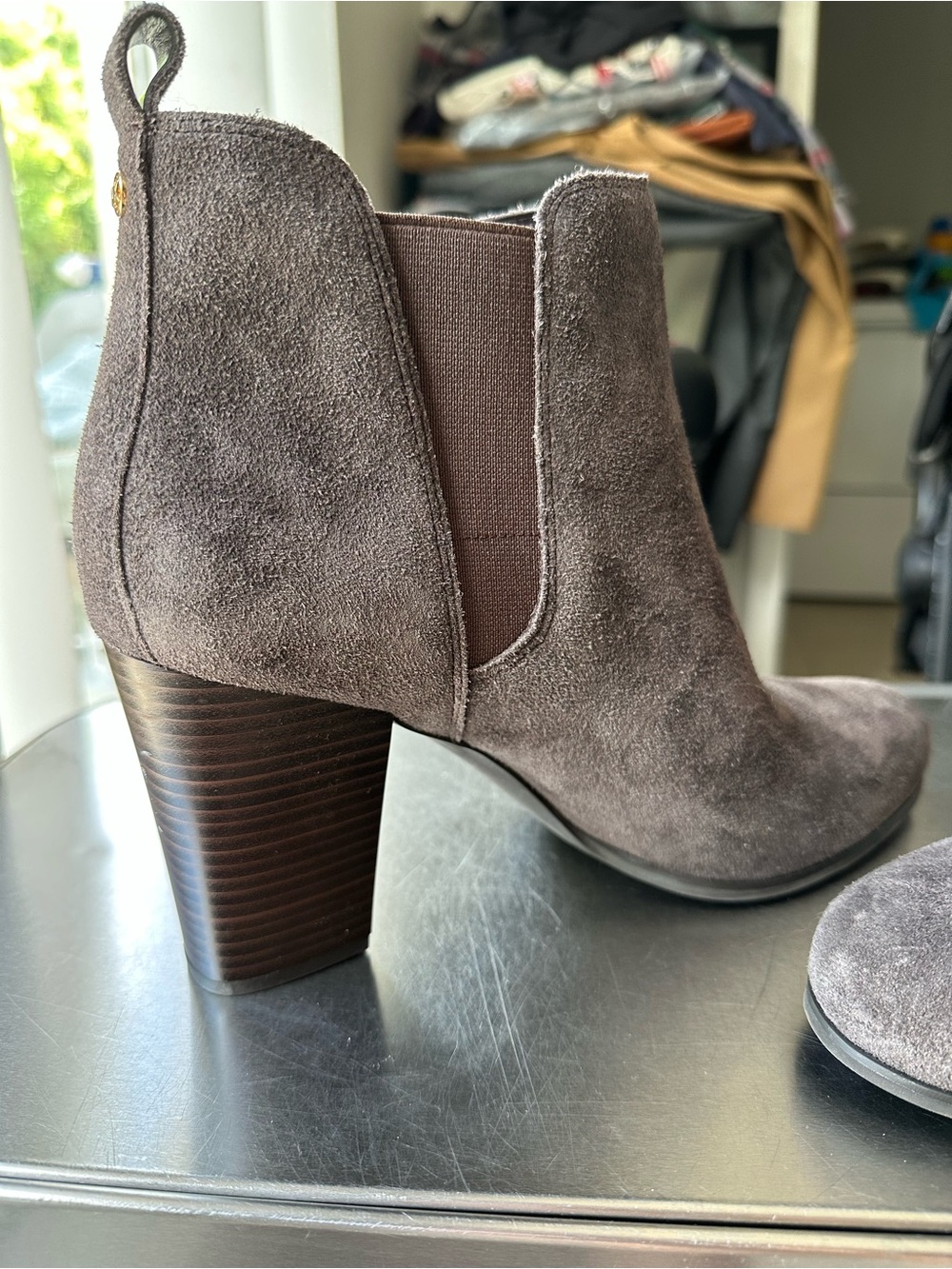 Michael Kors Taupe Suede Chelsea Ankle Boots